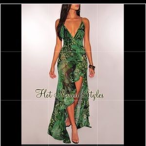 Green floral maxi dress